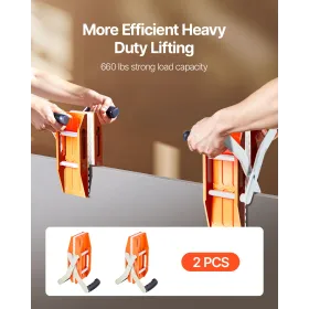 VEVOR Double Handed Stone Carrying Clamps, 299 kg Load Capacity, 2 Pack Granite Panel Carriers Lifting Tools with Rubber-lined (