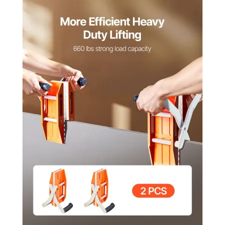 VEVOR dobbelthåndede stenbæreklemmer, 299 kg bæreevne, 2-pak granitpanelbærere Løfteværktøj med gummibeklædt (