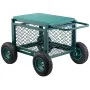Rolling Garden Cart with Seat, Metal Rolling Garden Work Seat with Wheels, Supports up to 181 kg, Heavy Duty Gardening Cart Scoo