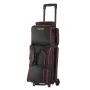Bowling Ball Bag, 3 Ball Double Roller Bowling Bag with Wheels, Featuring a Separate Compartment for Shoes (Up To US Size 16) & 