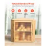 Corner Bread Box for Kitchen Counter, Double Layer Large Capacity Bamboo Bread Storage Container, Farmhouse Wooden Breadbox for 