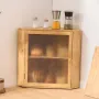 Corner Bread Box for Kitchen Counter, Double Layer Large Capacity Bamboo Bread Storage Container, Farmhouse Wooden Breadbox for 