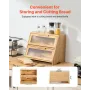 Double Layer Bread Box for Kitchen Counter, Large Capacity Bamboo Bread Storage Container, Farmhouse Wooden Breadbox for Homemad