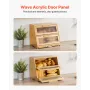 Double Layer Bread Box for Kitchen Counter, Large Capacity Bamboo Bread Storage Container, Farmhouse Wooden Breadbox for Homemad