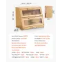Double Layer Bread Box for Kitchen Counter, Large Capacity Bamboo Bread Storage Container, Farmhouse Wooden Breadbox for Homemad