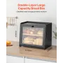 Double Layer Bread Box for Kitchen Counter, Large Capacity Bamboo Bread Storage Container, Farmhouse Wooden Breadbox for Homemad