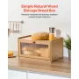 Bread Box for Kitchen Counter, Large Capacity Bamboo Bread Storage Container, Farmhouse Wooden Breadbox Organizer for Homemade B