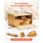 VEVOR Bread Box for Kitchen Counter, Large Capacity Bamboo Bread Storage Container, Farmhouse Wooden Breadbox Organizer for Home