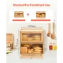 VEVOR Bread Box for Kitchen Counter, Large Capacity Bamboo Bread Storage Container, Farmhouse Wooden Breadbox Organizer for Home