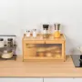 Bread Box for Kitchen Counter, Large Capacity Bamboo Bread Storage Container, Farmhouse Wooden Breadbox Organizer for Homemade B