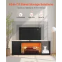 TV Stand for TVs up to 1651 mm, Modern Entertainment Center with Light Strip, Wooden TV Cabinet Storage with Glass Shelf and Adj
