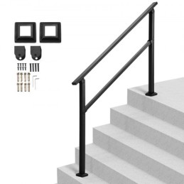 Outdoor Handrails for 4-5 Step Stairs Black Square Tube Easy Install