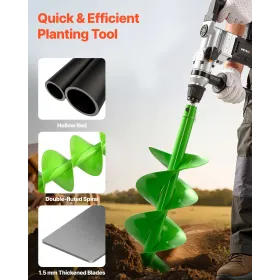 VEVOR Auger Drill Bit for Planting, 200 x 790 mm Spiral Drill Bit, Compatible with 20mm ID Drive Drills, Heavy Duty Bulb Planter