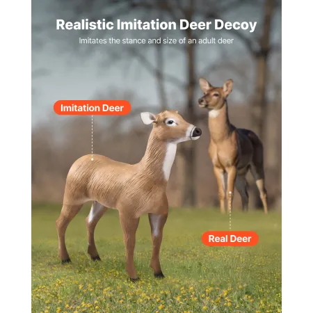VEVOR Deer Decoy, Outdoor Deer Decoys for Hunting, Realistic Durable HDPE Doe Hunting Decoy, Foldable Legs for Easy to Carry and
