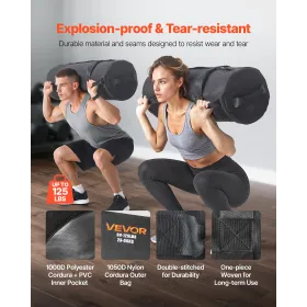 VEVOR Workout Sandbag, Heavy Duty Workout Power Tasker med håndtag, 23-56 kg Justerbar Slam Bag til Fitness Styrke Vægt Trai