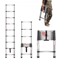 Telescoping Ladder Stainless Steel Extension Step 8.5ft Portable Ladders