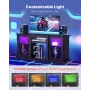 TV Stand for TVs up to 1651 mm, Modern Entertainment Center with Light Strip, Wooden TV Cabinet Storage with Glass Doors and Adj
