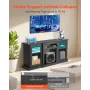 VEVOR TV Stand for TVs up to 1651 mm, Modern Entertainment Center with Light Strip, Wooden TV Cabinet Storage with Glass Doors a