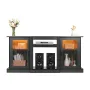 VEVOR TV Stand for TVs up to 1651 mm, Modern Entertainment Center with Light Strip, Wooden TV Cabinet Storage with Glass Doors a