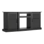 TV Stand for TVs up to 1651 mm, Modern Entertainment Center with Light Strip, Wooden TV Cabinet Storage with Glass Doors and Adj
