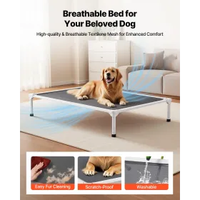 VEVOR Elevated Dog Bed for Large Dogs, Portable Raised Dog Cot with Aluminum Tube Metal Frame and Breathable Textilene Mesh, Ind