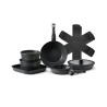 17 Piece Pots and Pans Set Granite Nonstick Kitchen Cookware Black