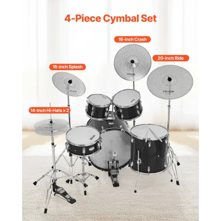 Low Volume Cymbal Pack 4 Pieces 350/400/455/505 mm (14/16/18/20 Inches) Alloy Cymbals for Drum