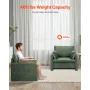 Green Accent Chair, Modern Upholstered Accent Chair with Armrests, Cloth Arm Chairs with Thick Cushion and Arched Backrest, Sing