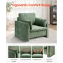 Green Accent Chair, Modern Upholstered Accent Chair with Armrests, Cloth Arm Chairs with Thick Cushion and Arched Backrest, Sing