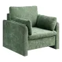 Green Accent Chair, Modern Upholstered Accent Chair with Armrests, Cloth Arm Chairs with Thick Cushion and Arched Backrest, Sing