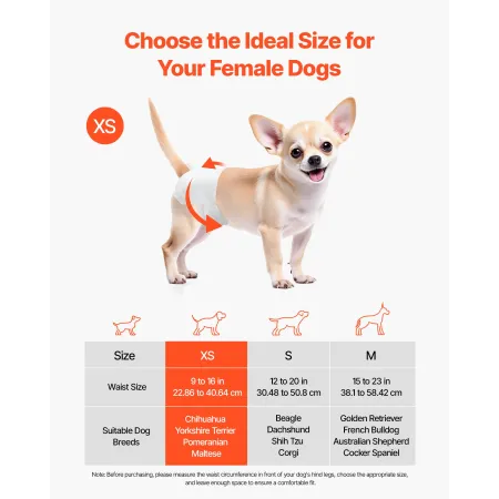 VEVOR Disposable Dog Diapers, Super Absorbent Female Dog Diapers, 360° Leak-Proof Female Doggy Pet Diaper with Wetness Indicator