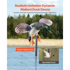 VEVOR Spinning Wing Motion Duck Decoys, Outdoor Teal Decoys for Hunting, Floating Duck for Pool, Pond, and Lake, Realistic Plast