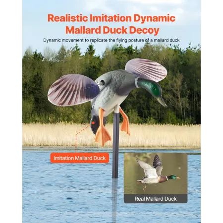 VEVOR Spinning Wing Motion Duck Lokkefugle, Udendørs Blågrønne Lokkefugle til Jagt, Flydende And til Pool, Dam og Sø,