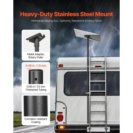 VEVOR Starlink RV Ladder Mount, 360°Adjustable Angle Mounting Standard Gen 3 Pipe Kit, Heavy-Duty Steel Extra Long Starlink RV L