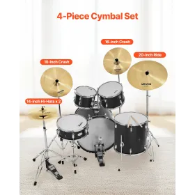 VEVOR Cymbal Pack 4 Pieces Cymbals Drum Set 14 16 18 20 Inches (355/400/455/505 mm) Cymbals for Drum