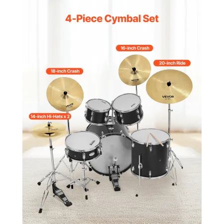 Cymbal Pack 4 Pieces Cymbals Drum Set 14 16 18 20 Inches (355/400/455/505 mm) Cymbals for Drum