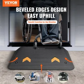 Upgraded Rubber Threshold Ramp, 3.5" Rise Door Ramp with 1 Channel, Natural Rubber Car Ramp with Non-Slip Textured Surface, 3306