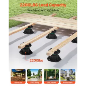VEVOR Deck Blocks 8 STK, 2200 lbs / 997,90 kg Belastningskapacitet Deck Support Plast Piedestal Paver, hæve 3,54 - 4,65 tommer