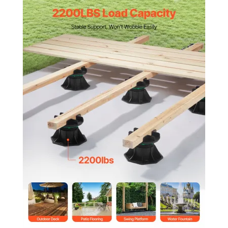 Deck Blocks 8 PCS, 2200 lbs / 997.90 kg Load Capacity Deck Support Plastic Pedestal Paver, Raising 3.54 - 4.65 inch / 90 - 118 m