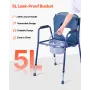 Bedside Commode Chair, 181 kg Weight Capacity, 3-in-1 Portable Toilet and Raised Toilet Seat with Padded Seat and Backrest, Deta