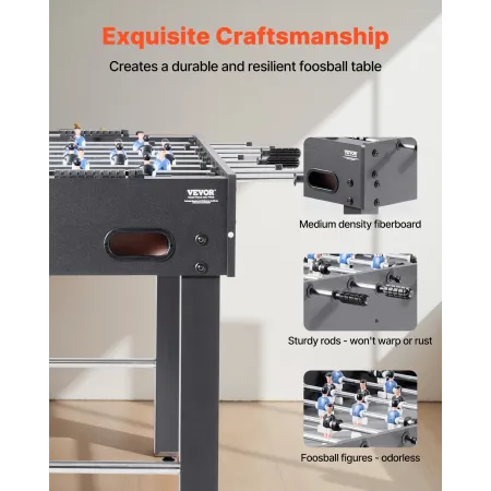 VEVOR bordfodboldbord, 121 cm standardstørrelsesbord, indendørs bordfodboldborde i fuld størrelse til hjemmet, familien og