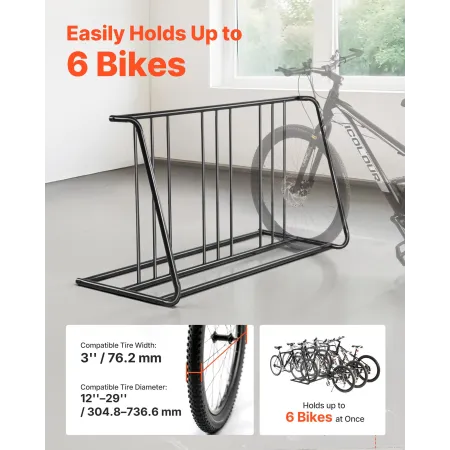 VEVOR Bike Rack, Fits Tire Width 3 Inch/76.2 mm, Carbon Steel Double-Sided Grid Bike Rack Stand, Freestanding Bicycle Storage Ho