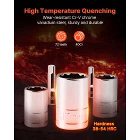 VEVOR Mechanics værktøjssæt og fatningssæt, 450 stk., 6,4, 9,5 og 12,7 mm Drive Deep og Standard Sockets, SAE Metric Mechanic