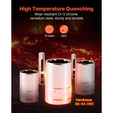 VEVOR Mechanics værktøjssæt og fatningssæt, 450 stk., 6,4, 9,5 og 12,7 mm Drive Deep og Standard Sockets, SAE Metric Mechanic