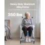 Bedside Commode Chair with Wheels, 159 kg Capacity, 4-in-1 Portable Toilet and Raised Toilet Seat with Padded Seat/Backrest/Flip