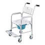 VEVOR Bedside Commode Chair with Wheels, 159 kg Capacity, 4-in-1 Portable Toilet and Raised Toilet Seat with Padded Seat/Backres