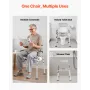 Bedside Commode Chair, 227 kg Capacity, 4-in-1 Portable Toilet and Raised Toilet Seat with Padded Seat & Backrest, Detachable 5L