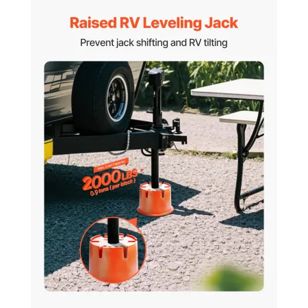 Trailer Jack Blocks, 8" High, 2000 lbs Capacity, 8 Pcs Heavy Duty Camper Leveler Kit - 6 RV Leveling Blocks & 2 Pads, Camper Acc