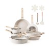17 Piece Pots and Pans Set Granite Nonstick Kitchen Cookware White