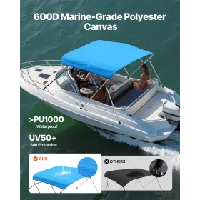 3 Bow Boat Bimini Toppe, 600D polyester baldakin med